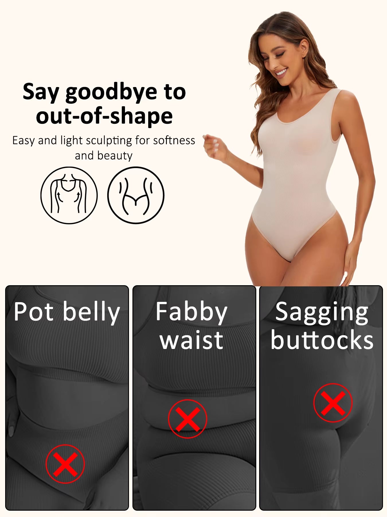 Seamless Shapewear Bodysuit for Women with Light Tummy Control and Open Crotch Design