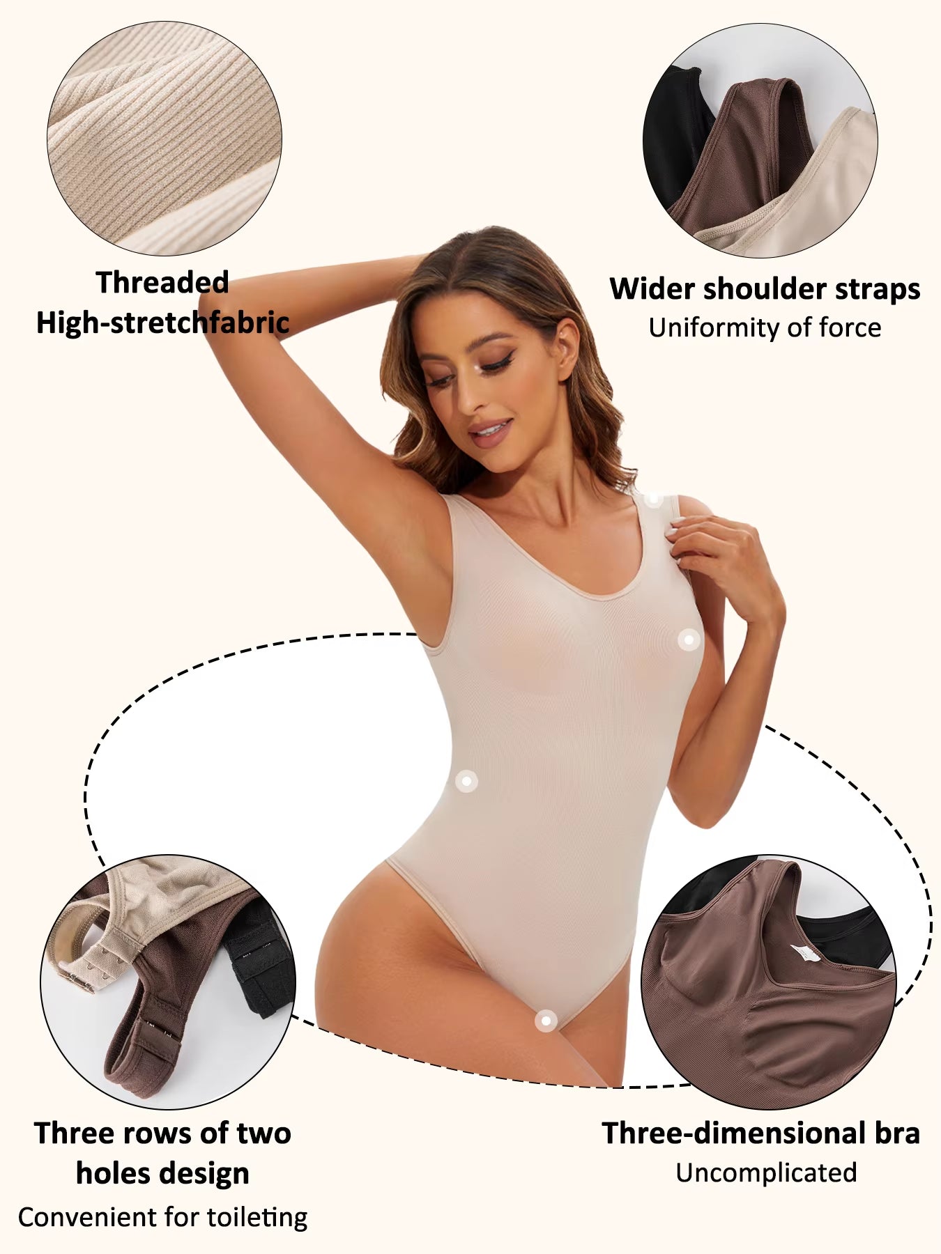 Seamless Shapewear Bodysuit for Women with Light Tummy Control and Open Crotch Design